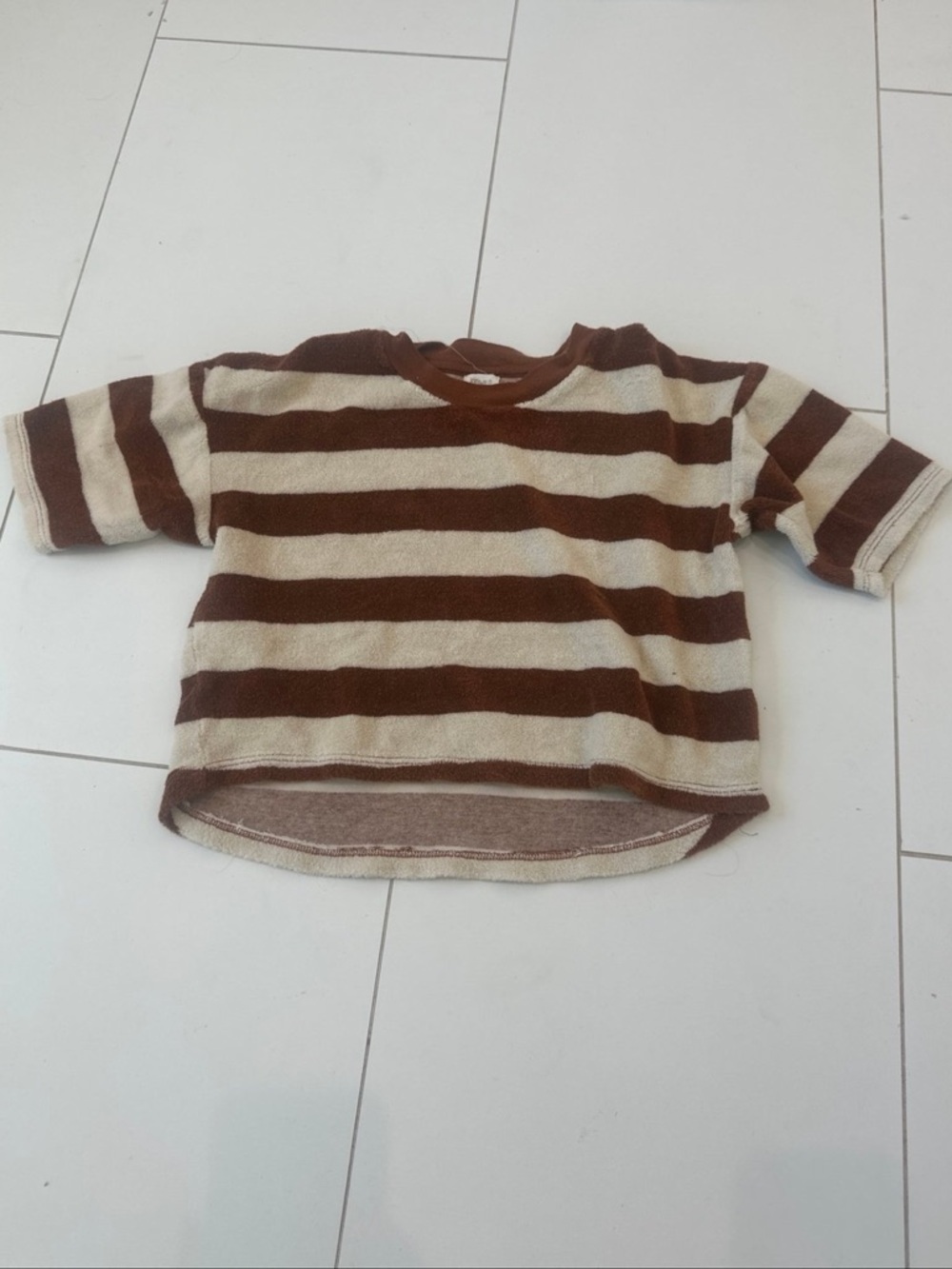 KIDWILD 4/5 Terry striped top brown